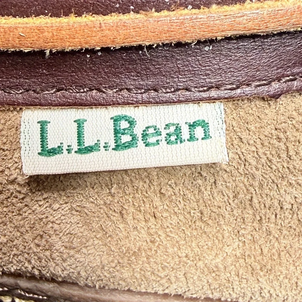 LL Bean Handsewn Slippers Flannel-Lined Mens‎ Size 9 Moccasin Shoes Brown Suede